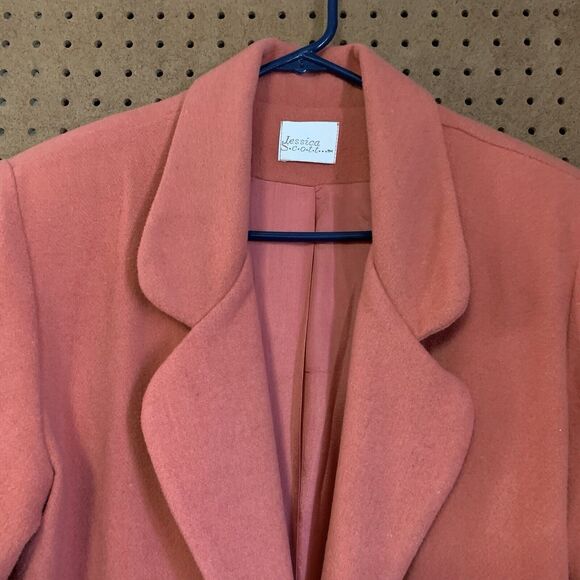 Vintage Blazer Jacket Academia Preppy Old Money Peach Pink Wool Blend Medium - Picture 3 of 6
